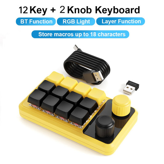 Programming Macro Custom Knob Keyboard RGB 3 Key Copy Paste Mini Button Photoshop Gaming Keypad Mechanical Hotswap Macropad