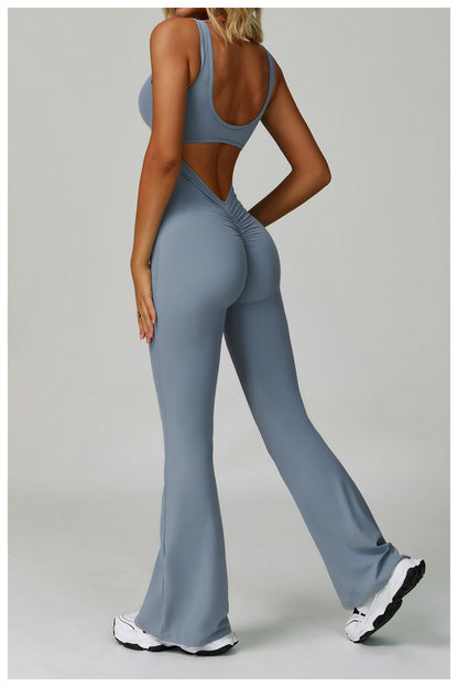 Sexy Back V Jumpsuit Gym Set Women Training Yoga Suit Sportswear Women Sports Jumpsuit Fitness Rompers Stretch Workout Bodysuits