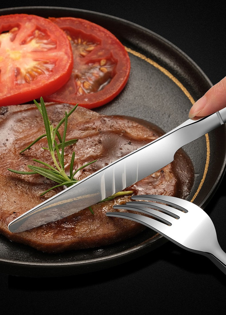 Cutlery set Thickening and widening high-grade 304 stainless steel tableware Knight knife fork spoon tableware set dinnerware