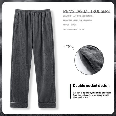 Men's Thickened Coral Fleece Pajama Pants Home Leisure Velvet Plush Winter Warm Large Size Sleepwear Comfortable Soft Fabric