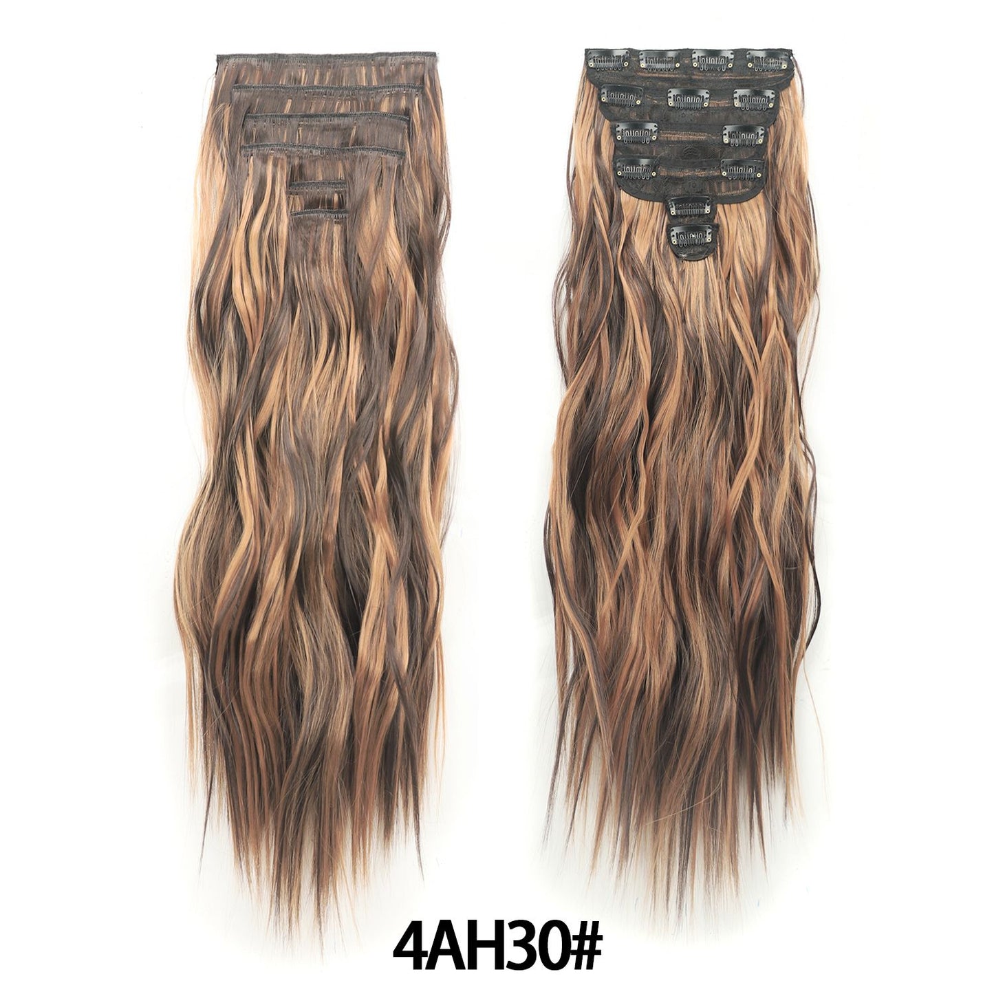 Jeedou 185g Thick Soft Hairpieces Clip in Hair Extensions 6PCS Water Wavy Long 24Inch Synthetic Hair for Women Party Daily Use