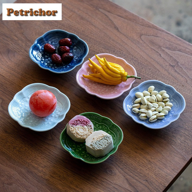 Chinese Style High Leg Fruit Dishes Ancient Pastry Plate Fruit Plate Appetizer Serving Platter Household Plates For Food Craft