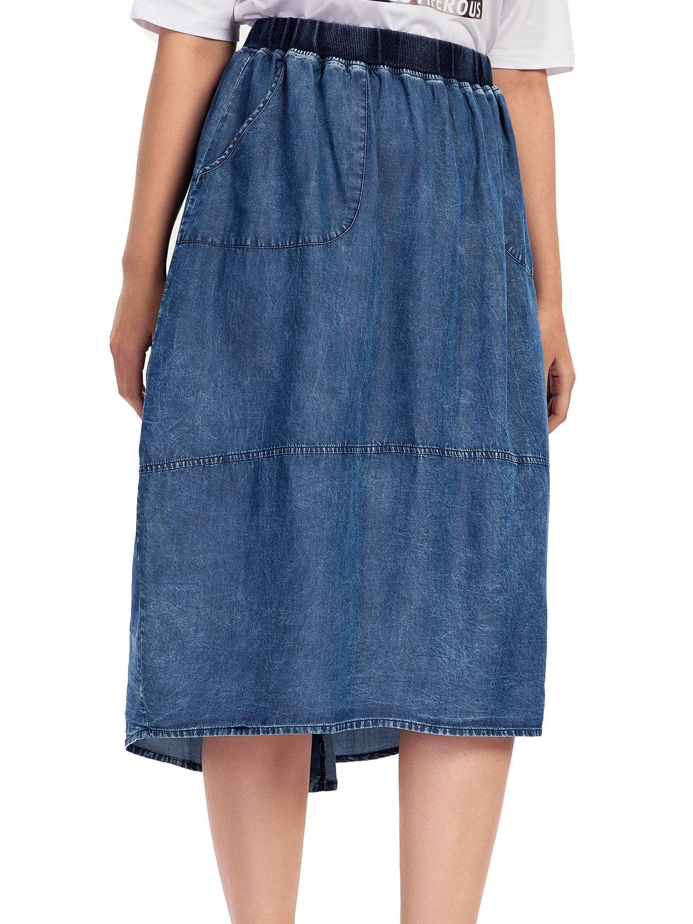 Women Plus Size Woven Spring And Autumn Denim Skirt
