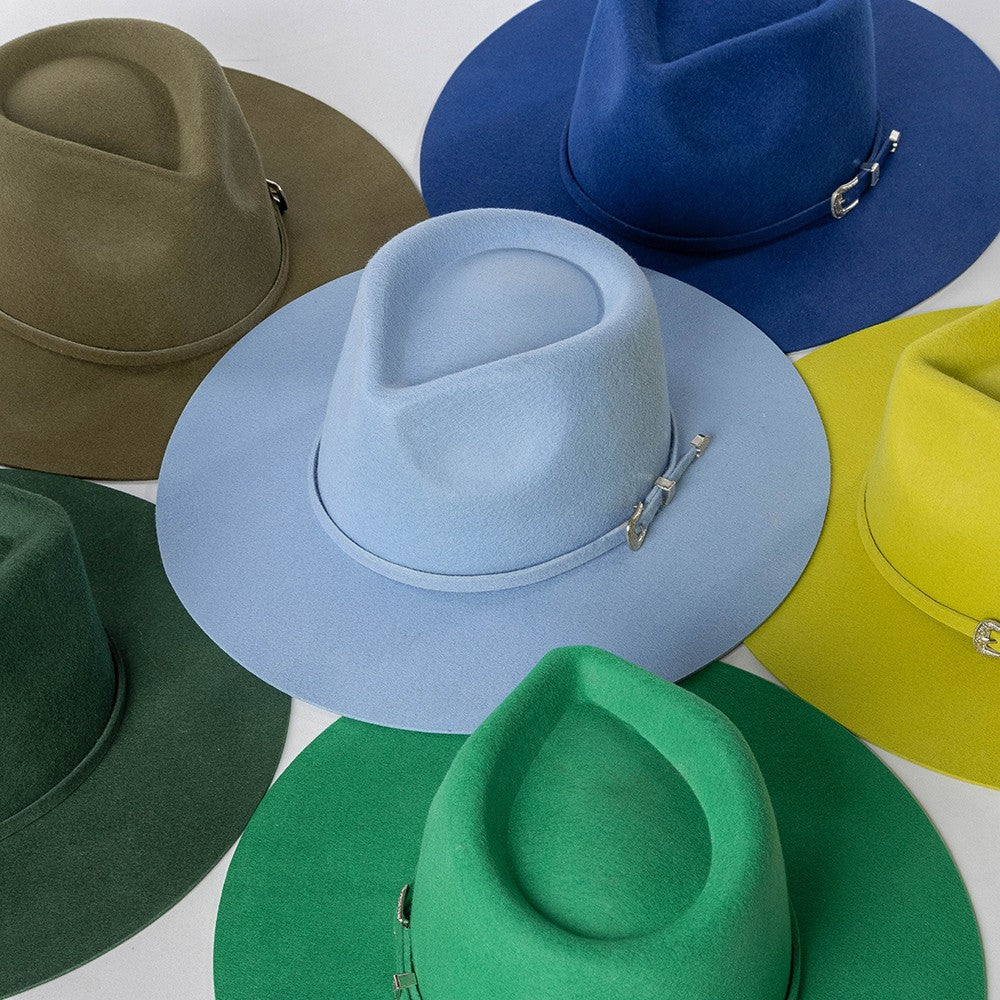 Chapéu Fedora de Feltro 100% Lã Australiana com cinto de feltro e aba larga de design moderno