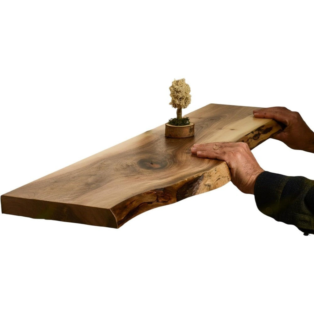 Rustic Solid Wood Live Edge Wall Shelves for Rooms and Bathrooms