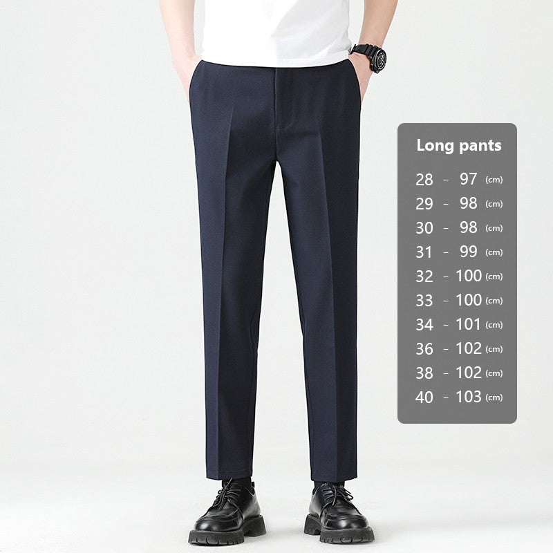 High Quality Lyocell Blend Summer Ankle Length Pants Men Business Elastic Waist Formal Suit Korean Social Work Trousers Male 40