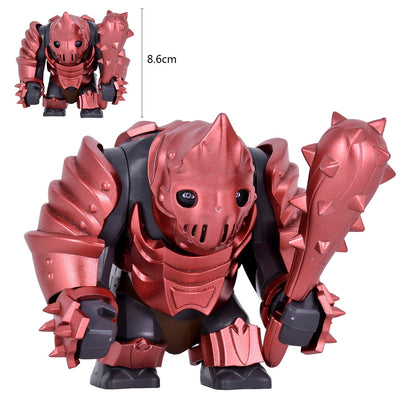 Medieval Cave Troll Building Blocks Weathered Rust Armor Rich Accessories Large Posable Brick Figure Fantasy Collectible Toy