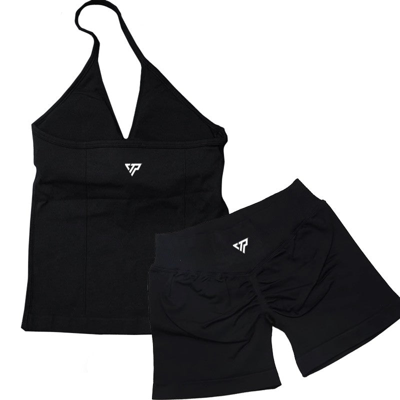 Women's Sports Gym 2-piece Set Vest High Waist Seamless Shorts Gym Wear Sportswear Essential for Workout
