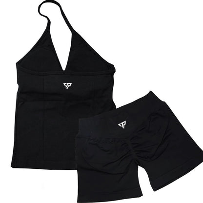 Women's Sports Gym 2-piece Set Vest High Waist Seamless Shorts Gym Wear Sportswear Essential for Workout
