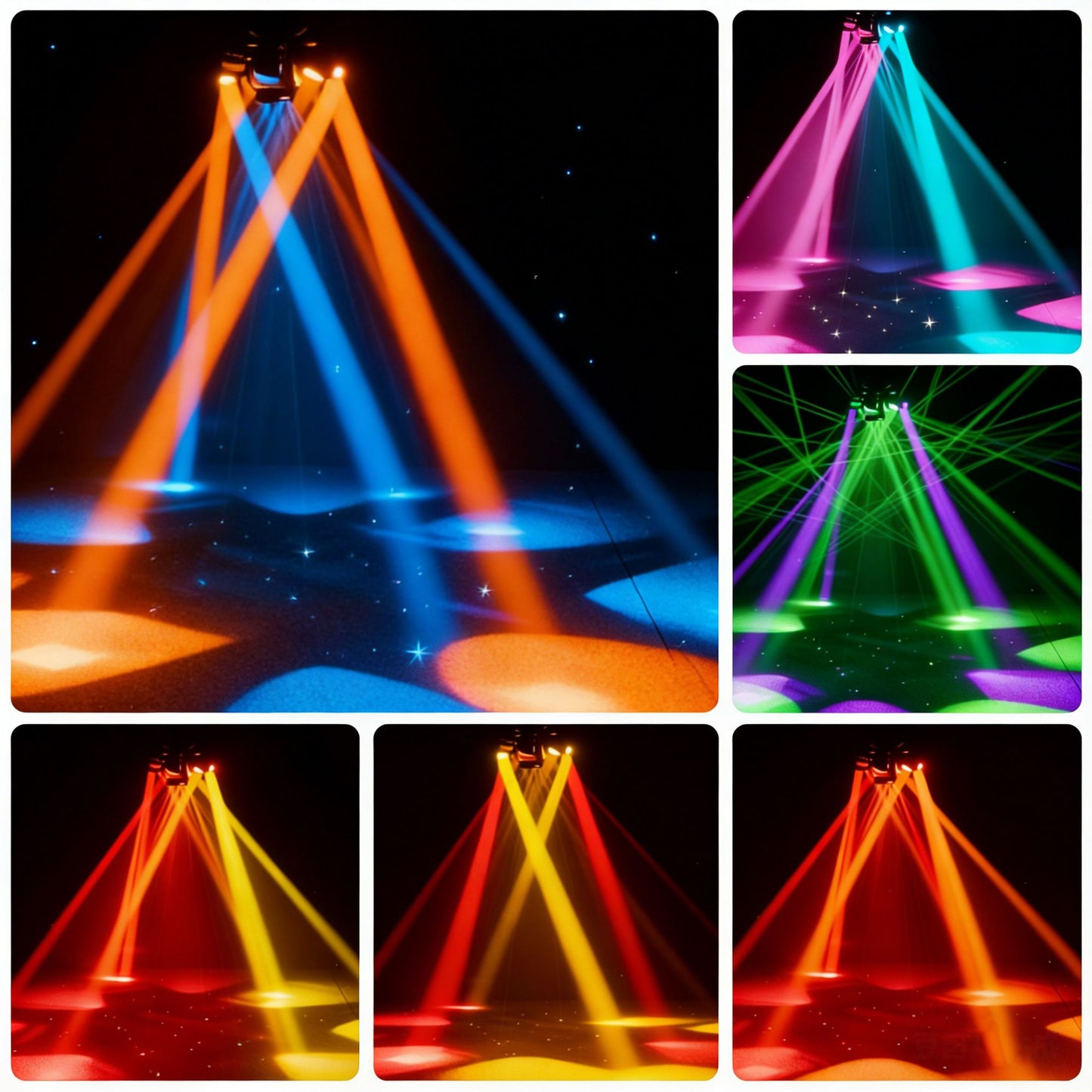 6-Arm Bee Eye Moving Head Dj Light 150W RGBW Stage Party Beam Light DMX512 Sound Activated Disco Lighting with Remoter