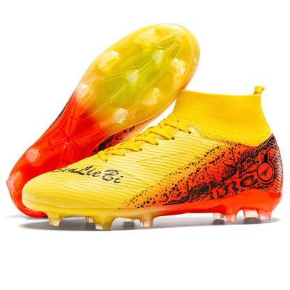 High-top Football Boots, Long Spikes Football Boots, Professional Firm Ground Non-Slipping Training Soccer Cleats for Big Boys