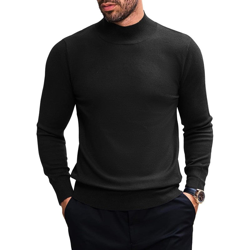 Animal Game Men's Turtleneck Pullover Winter Knit Sweaters Business Jumper Stretch Stand Collar Work Jumper Woolen Cold Blouse
