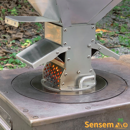 Fogão a Lenha para Barraca Quente, Dobrável, em Aço Inoxidável, Chaminé de 5 Seções, Aquecedor a Lenha para Acampamento ao Ar Livre com Painéis Laterais para Cozinhar