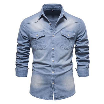 Spring Autumn New Men's Denim Shirts Fashion Casual Long Sleeve High Quality Cotton Shirt Jackets Vintage Slim Male Jean Shirts