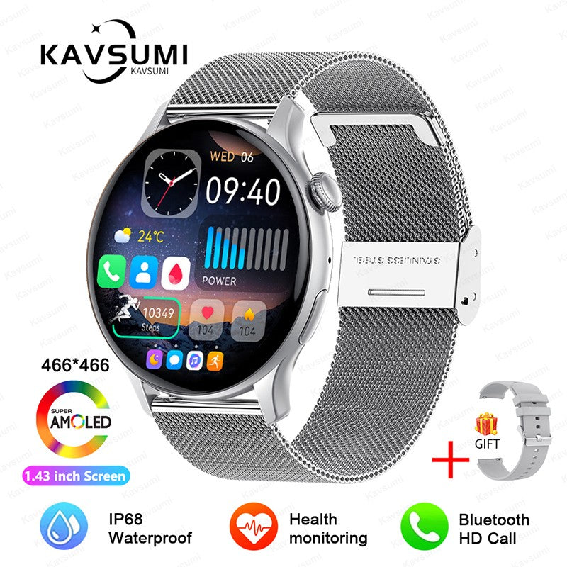 Smartwatch Feminino 2025 NFC Amoled HD GPS Monitor Cardíaco Bluetooth Ligações à Prova D'Água Para Mulheres Presente