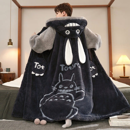 Gengar Pajamas Suit Anime Pokemon Winter Coral Fleece Nightgown Large Size of Thickened Warm Cartoon Men Hooded Home Suit Set