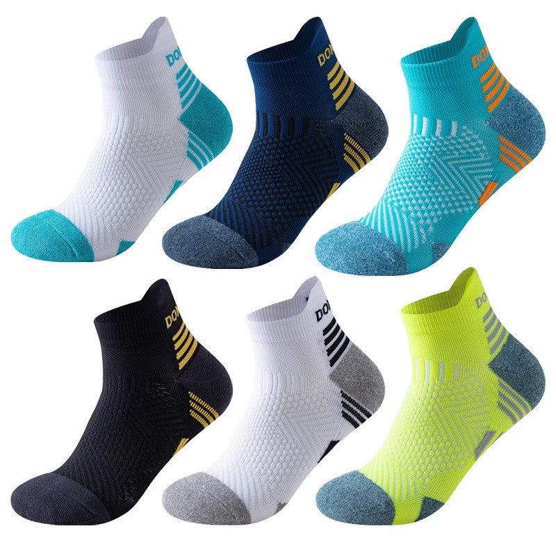 3 Pares Meias de Corrida de Maratona Masculinas Femininas Profissionais Esportivas Tornozelo Fitness Tubo Acolchoado Engrossado Baixo Cano Curto Barco Meias