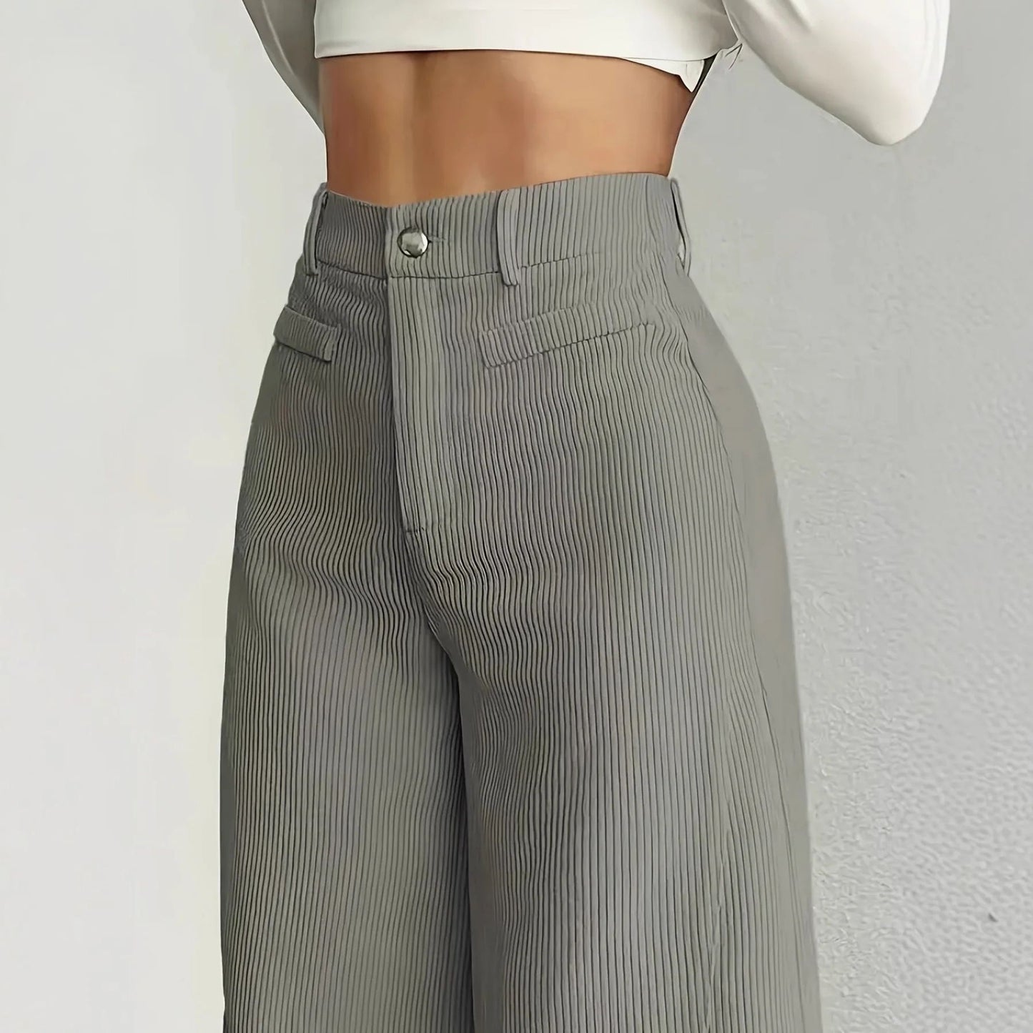 High Waist Striped Wide Leg Pants Commute Versatile Casual Long Trousers New 2025 Women's Fashion Cross-Border Clothing