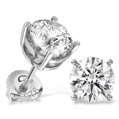 Sweetrain 0.5-2ct Moissanite Screw Back Earrings 925 Sterling Silver Brilliant Round Cut Moissanite Stud Earrings for Women Men