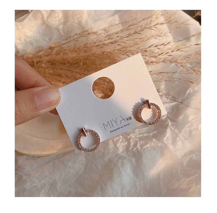LByzHan Frete Grátis Moda 925 Prata Esterlina Cristal Strass Geométrico Redondo Brincos Para Mulheres Belas Joias
