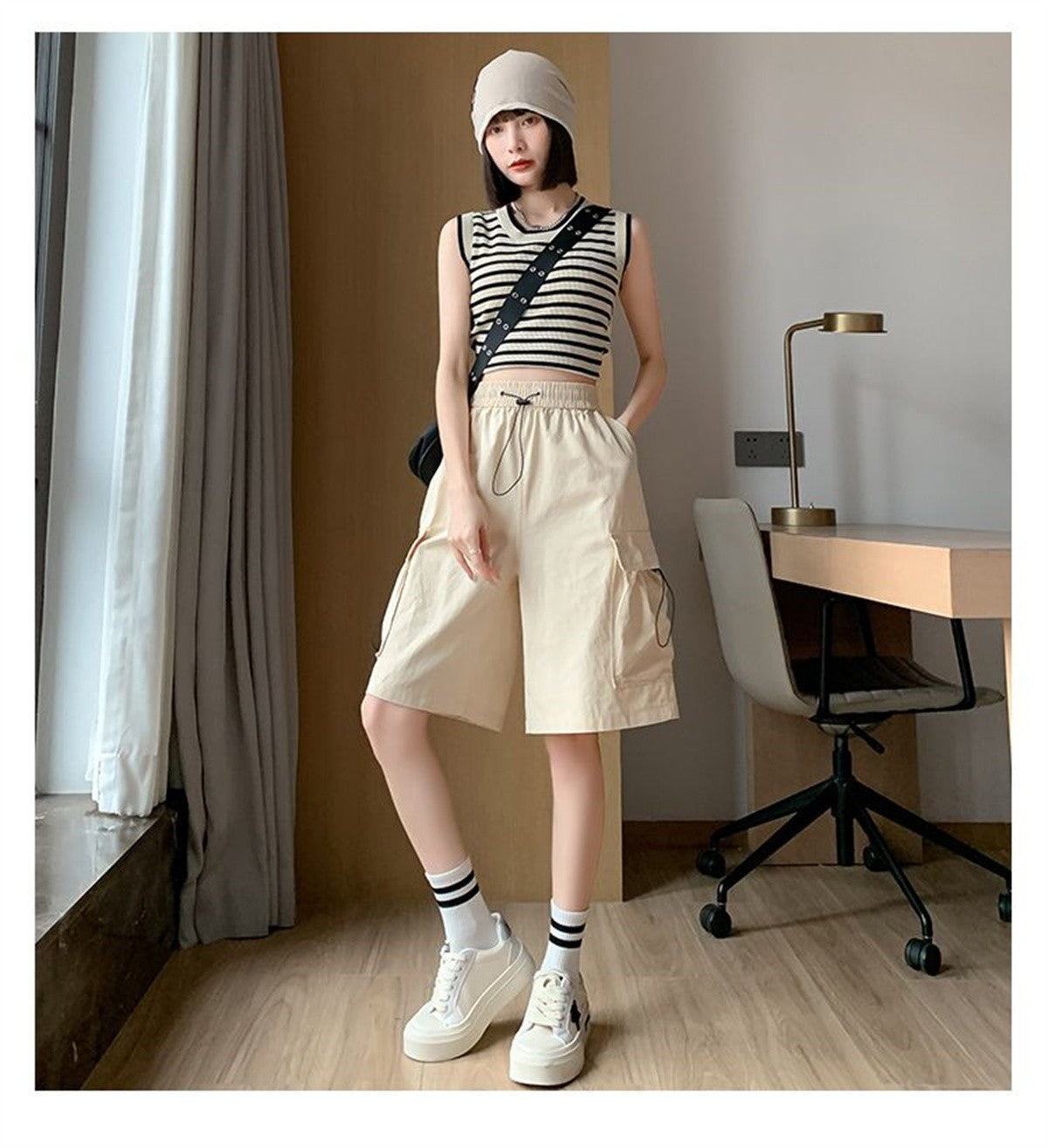 Solid Breathable Shorts Summer Women Fashion Trendy Brand Lightweight Drawstring Basketball Sports Fitness Large Middle Pants