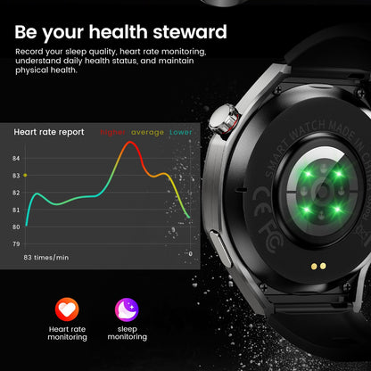 2025Novo Para Android e iOS Smartwatch Masculino Tela AMOLED GPS Rota de movimento Batimentos cardíacos Chamadas Bluetooth Smartwatch À Prova D'água