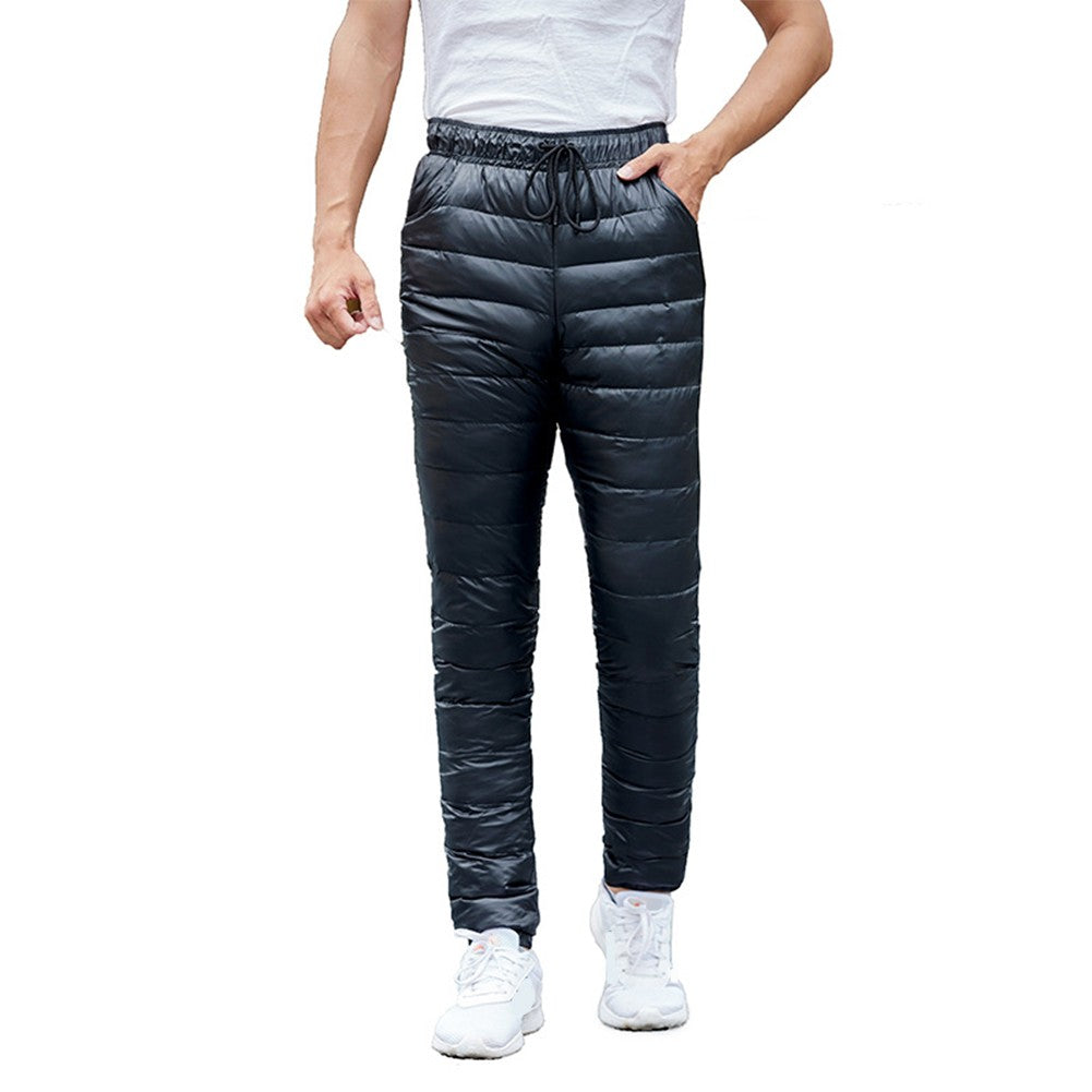 S-5XL Down Pants Ultralight Warm Winter Snow Pants with Pocket Windproof Waterproof Camping Home Mountain Skiing Unisex
