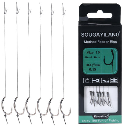 Conjunto de 6 Anzóis Sougayilang para Pesca de Carpa Europeia, Afiados com Múltiplas Camadas de Reforço de Afiação na Ponta para Pesca de Carpa