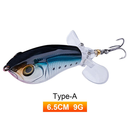 Iscas de Pesca TREHOOK 9g/16g de Superfície Whopper Popper Cauda de Hélice Dupla Giratória Isca Artificial Flutuante