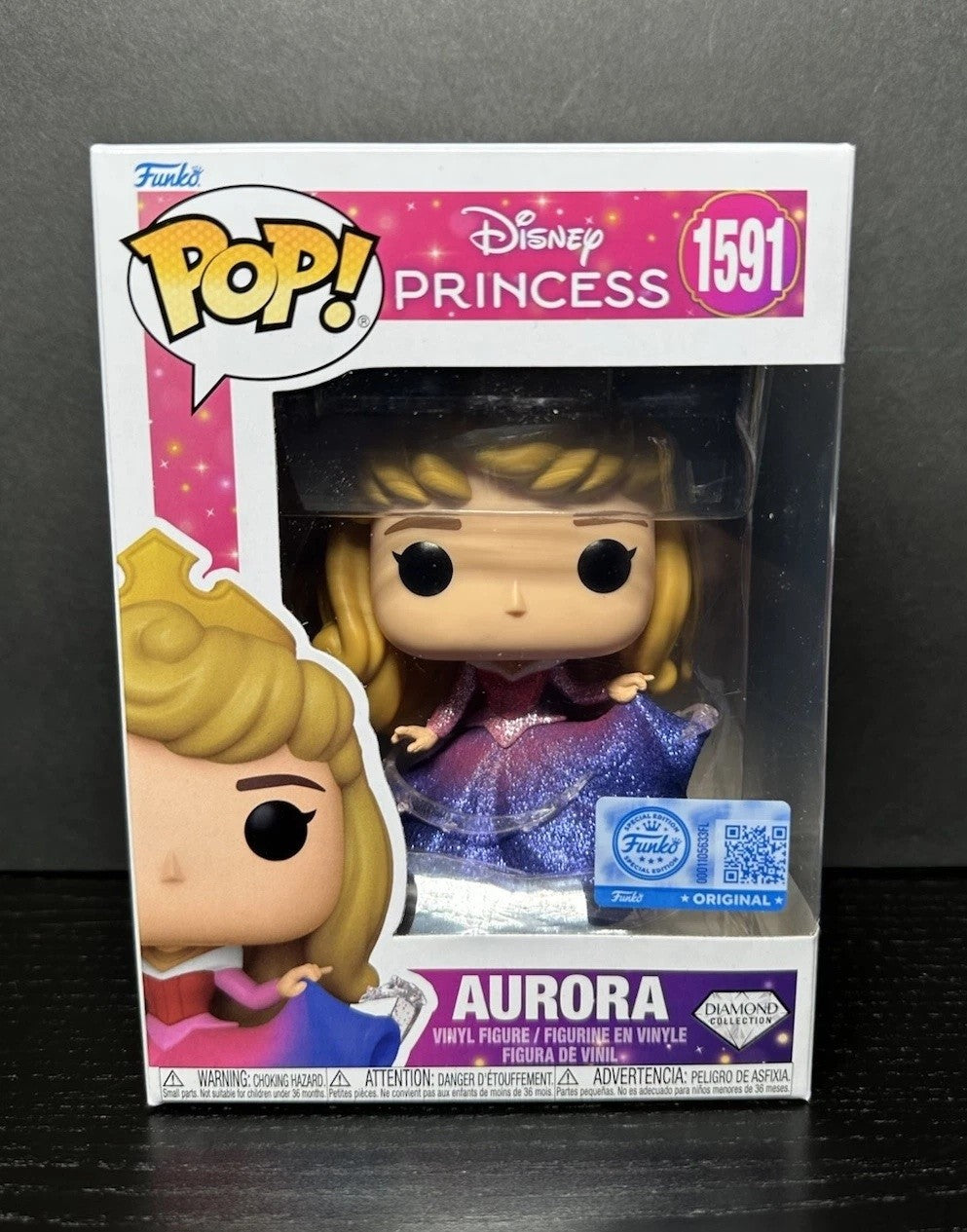 Pop! Disney Princesa Aurora (Diamond) #1591 Boneco de Ação Funko Colecionável Figuras de Vinil Modelo Brinquedos Estátua de Boneca Q Version Presentes