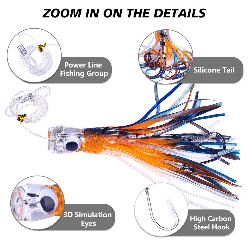 1 Isca de Corrico 65G/100G Pesca em Barco em Águas Profundas Isca de Atum Polvo Iscas de Água Salgada para Mahi Marlin Wahoo Acessórios de Pesca de Grande Porte