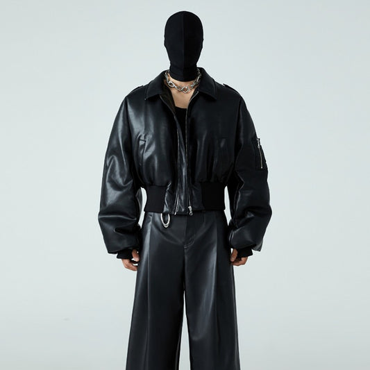 Mauroicardi Autumn Winter Short Thick Warm Black Pu Leather Jacket Men with Long Sleeve Zipper Casual Luxury Designer Clothes