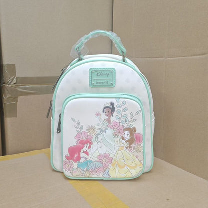 Mochila Escolar Loungefly Princesas Disney Bela Ariel Tiana Desenho Animado Anime Grande Capacidade Leve Mochila de Temporada de Volta às Aulas Presente