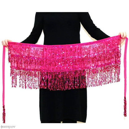 Sexy Women Belly Dance Hip Tutu Skirt Scarf Wrap Belt Glitter Sequins Tassel Hipscarf Skirt Sundress Costume Fringe Skirt Outfit