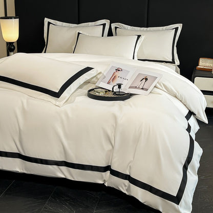 2025 Luxury Hotel Bedding Sets Thick Brushed Bed Sheets White Duvet Cover Set Pillowcase Four Piece Fully Enclosed for Home Gift