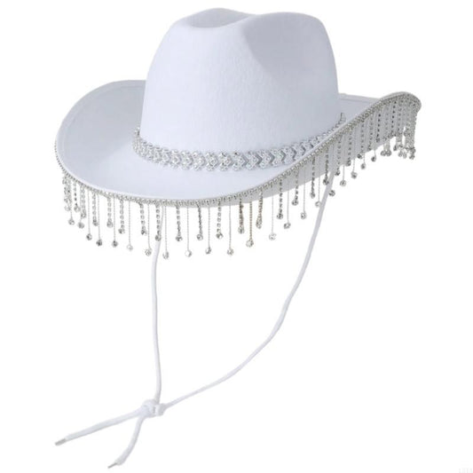 L5YA Soft Sweet Unisex Hat British Stylish Hat Rhinestones Fashionable Western Hat for Parties and Weddings