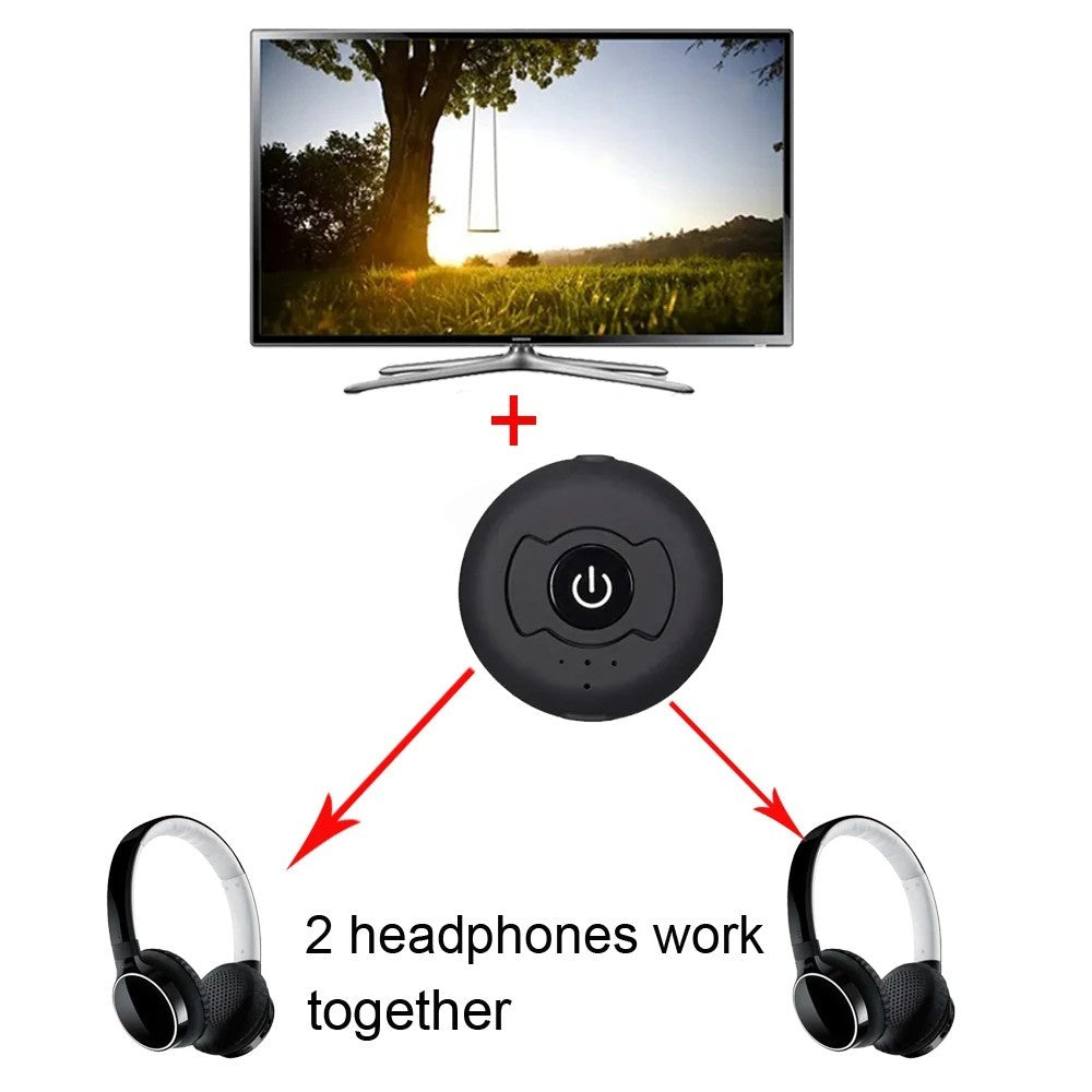 Bluetooth Spliter 5.0 Audio Transmitter for TV, PC Connect, 2 Headphones, 3.5mm AUX, Low Latency, Stereo Wireless Adapter