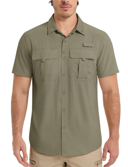 TACVASEN UPF 50+ Sun Protection Shirts Men's Quick Dry Outdoor Fishing Hiking Shirt Mesh Breathable UV Work Cargo Shirts Men