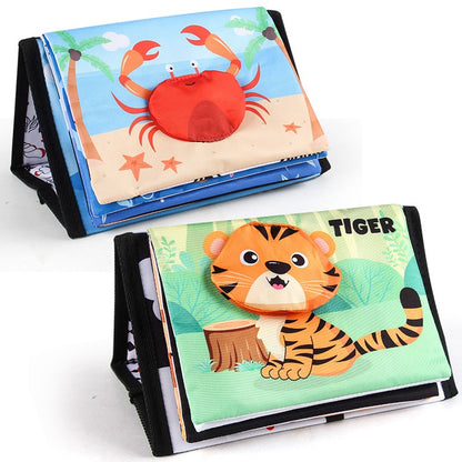 10 Page Cloth Book Montessori Touch And Feel Infant Soft Desk Calendar Cloth Books Cartoon Animals Early Education Toys For Baby