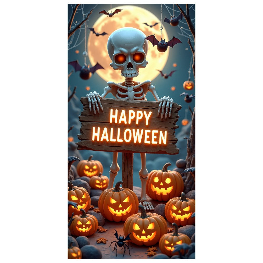 Happy Halloween Celebration Party Decoration Horror Skeleton Spooky Banner For Haunted House Door Cover Home Halloween Lining
