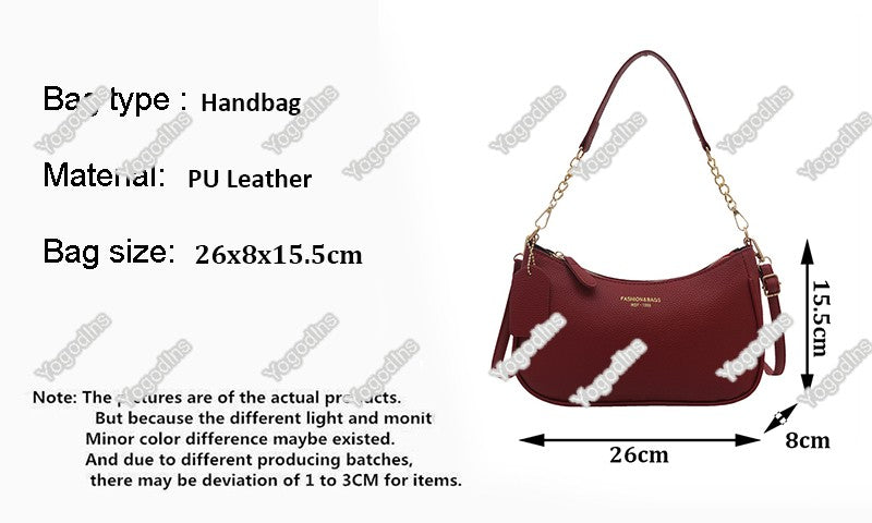 Cherry Pendant Shoulder Bag Women Light Luxury New High-end Women's Bag Soft Lychee Pattern Underarm Bag Casual Dumpling Bag