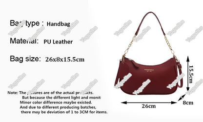 Cherry Pendant Shoulder Bag Women Light Luxury New High-end Women's Bag Soft Lychee Pattern Underarm Bag Casual Dumpling Bag