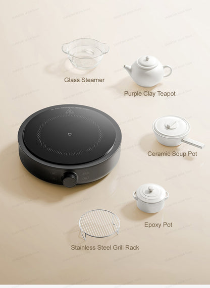 XIAOMI MIJIA Electric Ceramic Cooktop,10?Level Power With Child Safety Lock,Timer,2200W Induction Cooker,CN Version With Adapter