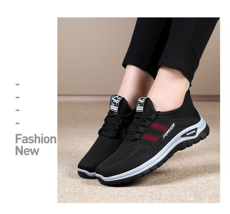 Autumn Women Sneakers Fashion Lace Up Mesh Breathable Outdoor Walking Purple Round Toe Non-slip Thick Sole Tennis Shoe Mujer