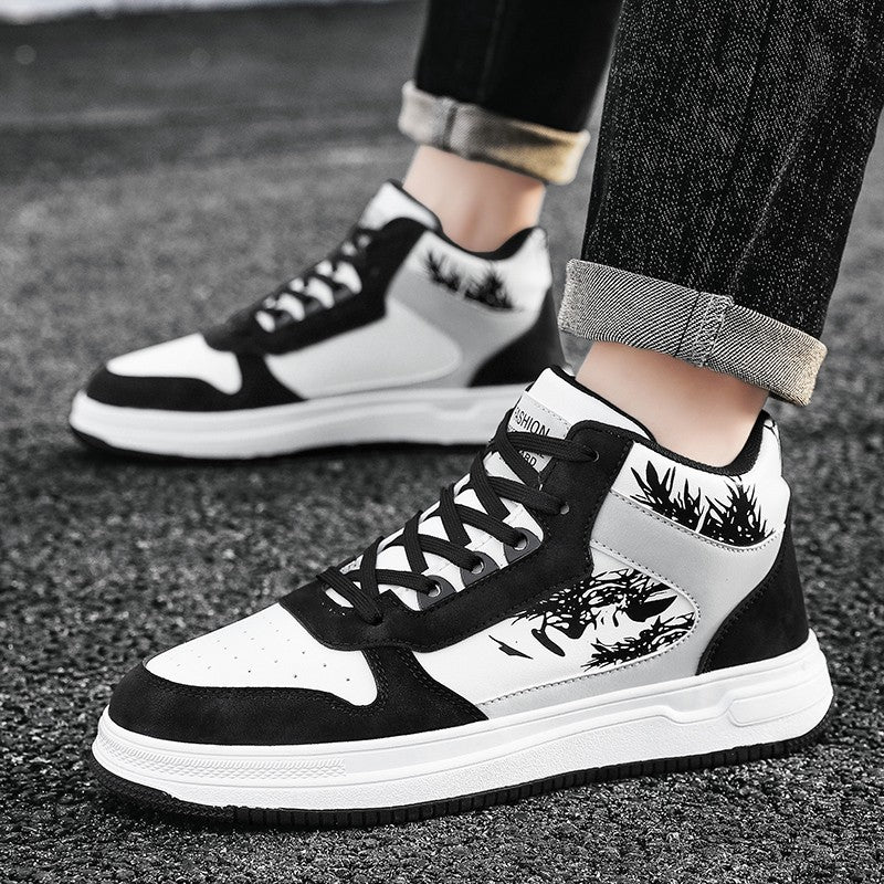 Men Board Shoes 2025 Spring Retro Thick Sole Wear Resistant Anti Slip Flat Sneaker Outdoor Casual Man Walking Footwear