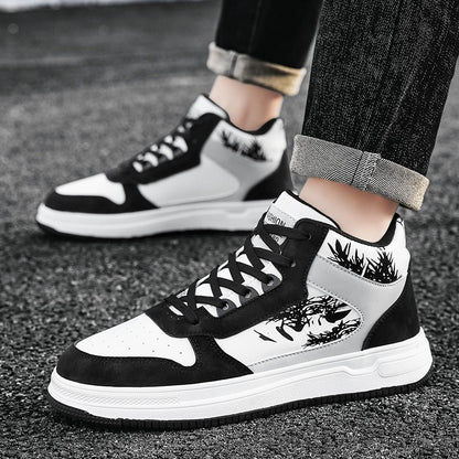 Men Board Shoes 2025 Spring Retro Thick Sole Wear Resistant Anti Slip Flat Sneaker Outdoor Casual Man Walking Footwear