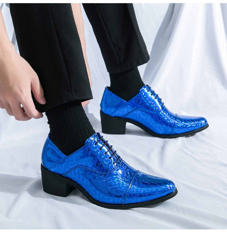 New pointed high-heeled shoes for men to increase business dress office men's shoes groom wedding wedding shoes