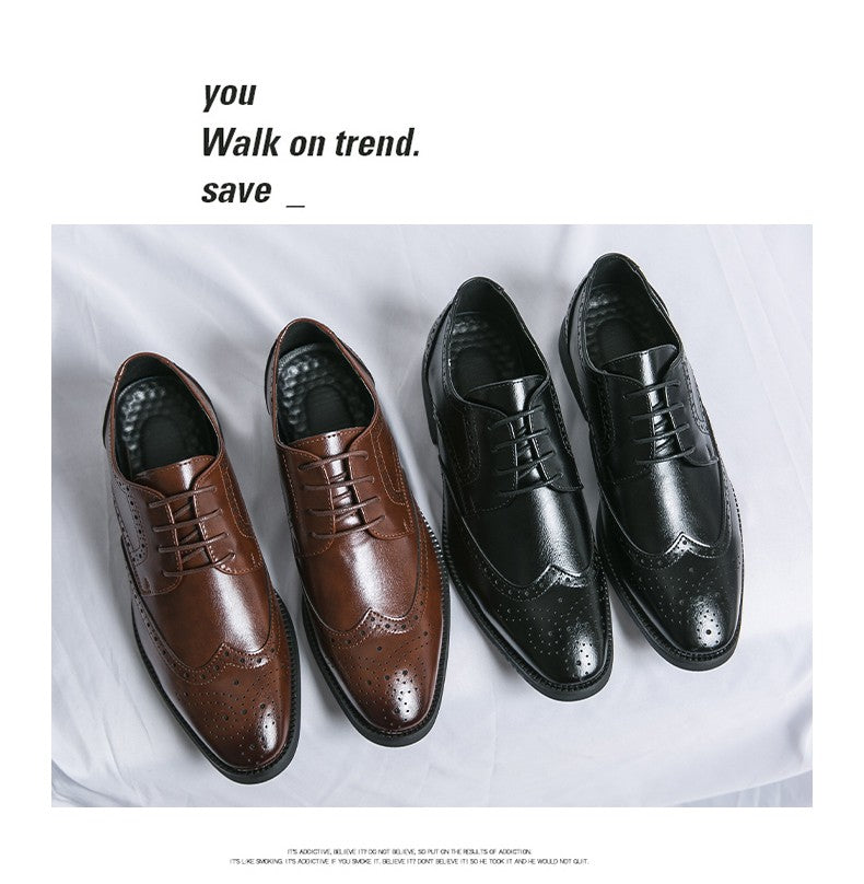 Men's Full-grain Genuine Leather Formal Dress Shoes Soft Comfortable Business Casual Footwear Classic Men's Footwear