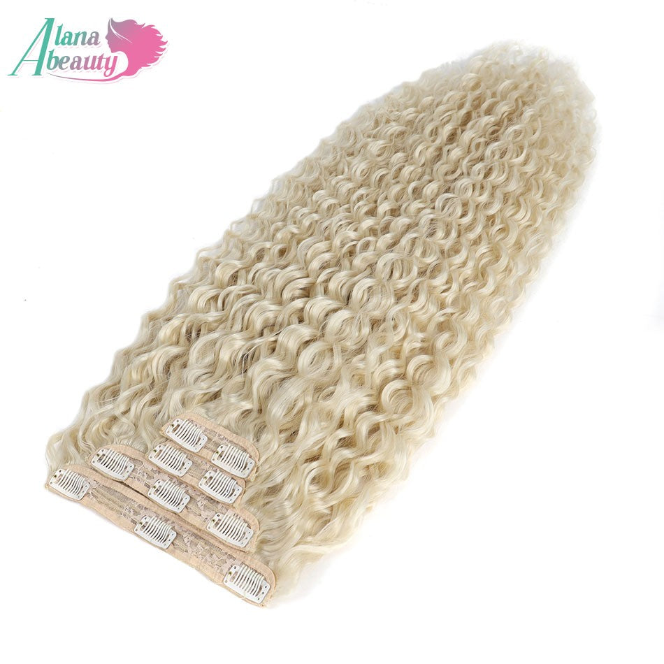 Alana 28 polegadas Sintético Longo Água Encaracolado Clip Em Apliques Extensões de Cabelo Crespo Cacheado Clip-in Cabelo Fibra Orgânica Resistente ao Calor