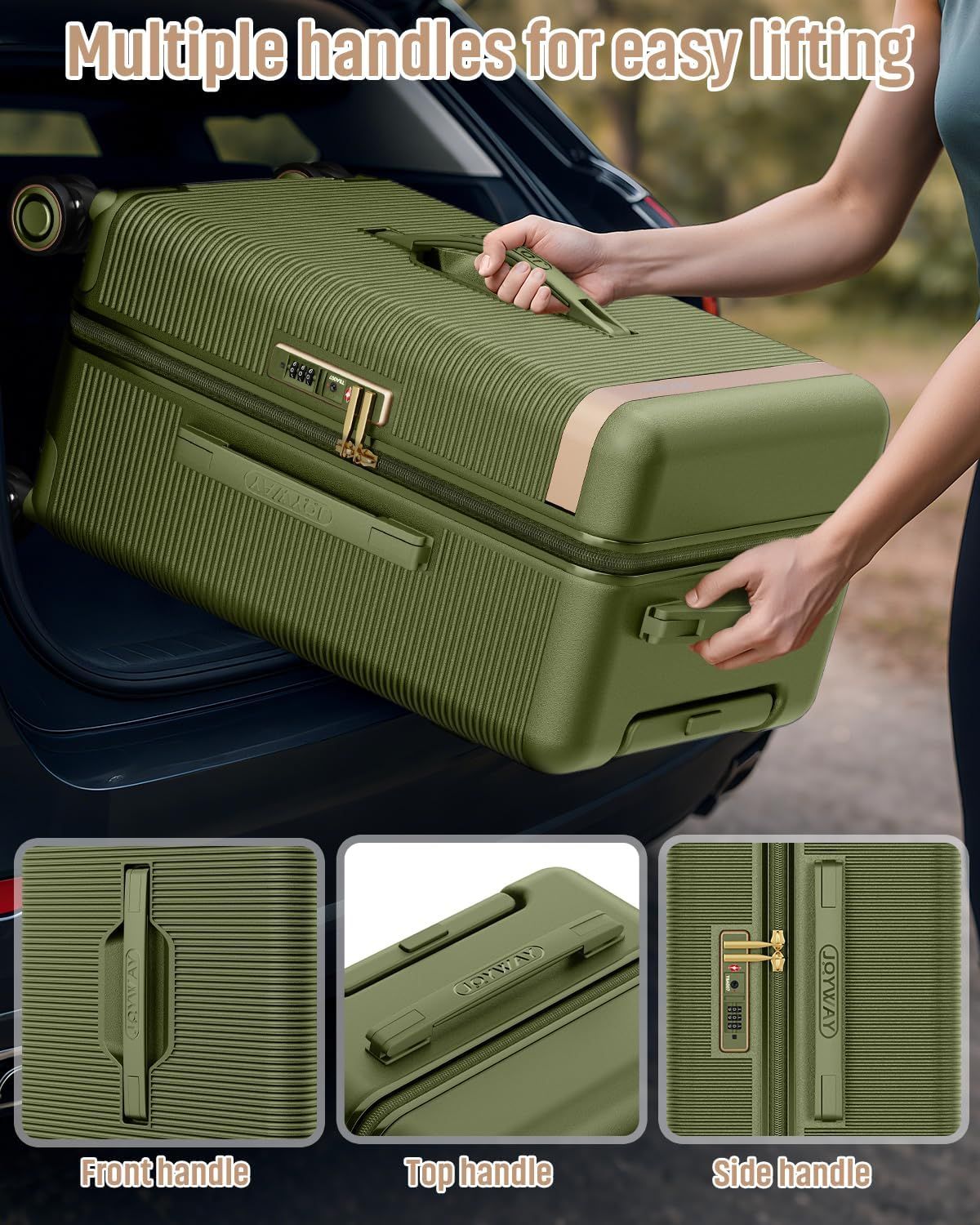 Mala de Viagem Curta Joyway 22 polegadas Leve, Fina e Durável com Porta-Copos, Cadeado TSA, Rodas Giratórias
